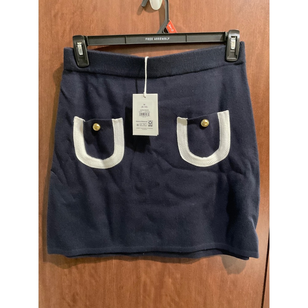 Free Assembly Women's Tipped Patch Pocket Mini Sweater Skirt Size M